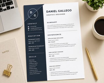 Modern Resume Template | ATS Friendly CV | Canva Editable | Instant ...