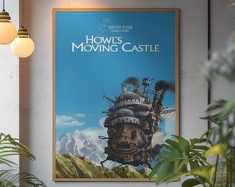 Howl's Moving Castle Poster | Studio Ghibli Wall Art Print | Magical Fantasy Aesthetic Decor | Modern Editorial Room Art Poster