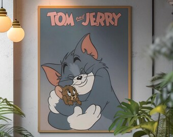 Iconic Tom And Jerry Poster | Classic Cartoon Wall Art Print | Retro Animation Aesthetic Decor | Modern Editorial Room Art Poster