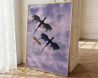 Fourth Wing Poster | Epic Dragon Rider Wall Art Print | The Empyrean Fantasy Aesthetic Decor | Modern Editorial Room Art Poster
