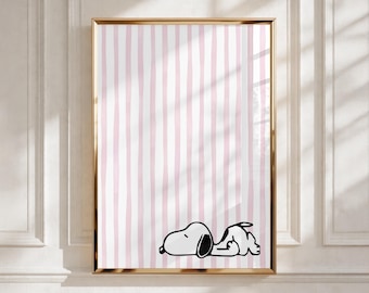 Snoopy Poster | Peanuts World-Famous Beagle Wall Art Print | Charlie Brown & Woodstock Decor | Modern Editorial Room Art for Cartoon Fans