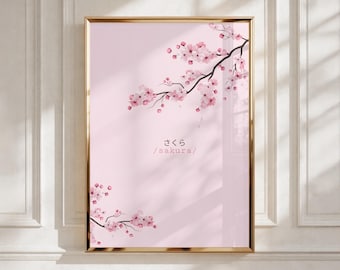 Sakura Tree Poster | Japanese Cherry Blossom Wall Art | Hanami Spring Floral Aesthetic Decor | Modern Room Art Poster for Nature Lovers