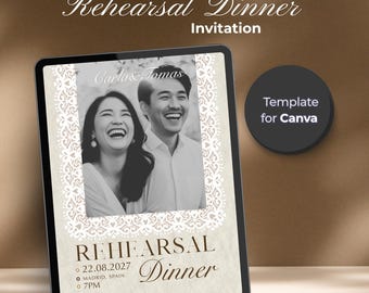 Rehearsal Dinner Canva Template | Dark Romance Espresso | Elegant Digital Invitation