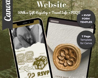 Wedding Website Canva | Sunflower Olive Green | Registry, Itinerary, Timeline & Countdown
