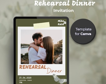 Rehearsal Dinner Canva Template | Green Botanical Verdant | Elegant Digital Invitation | The Night Before