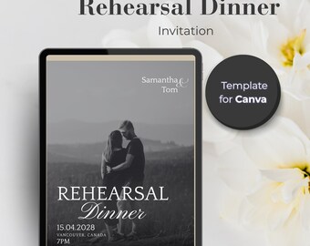 Rehearsal Dinner Canva Template | Dark Elegant Époque | Elegant Digital Invitation | The Night Before