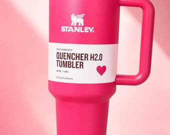 Stanley 40oz Quencher Tumbler, Hot Pink Heart Travel Mug