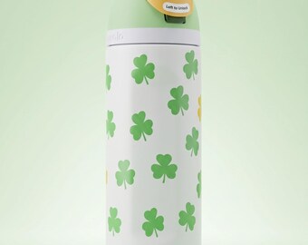 Botella de agua isotérmica Owala de 710 ml (24 oz), estampado de trébol de la suerte, vaso para el Día de San Patricio.