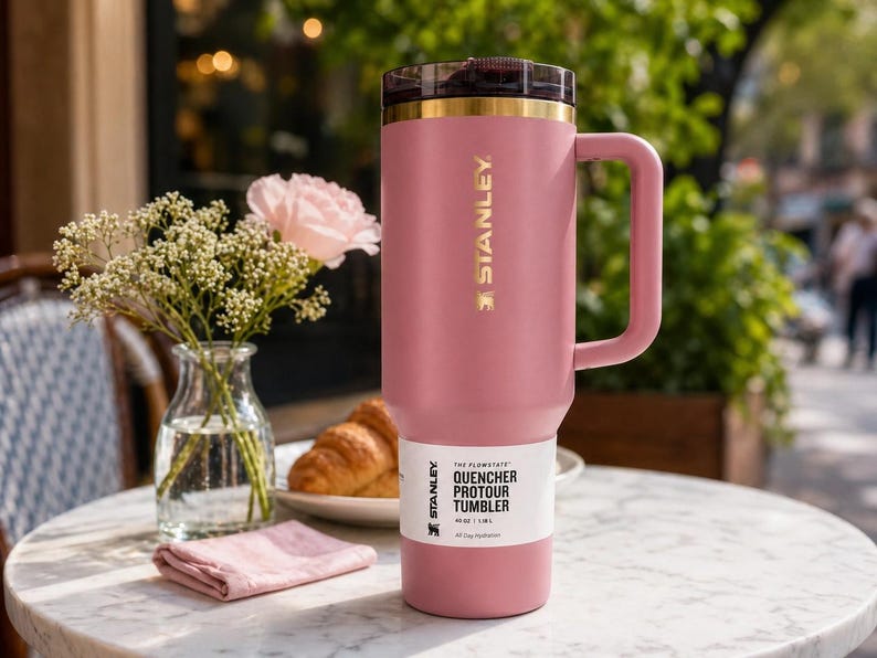 Stanley 40oz Quencher Tumbler, Dusty Pink Gold, FlowState Lid, Travel Mug bild 5