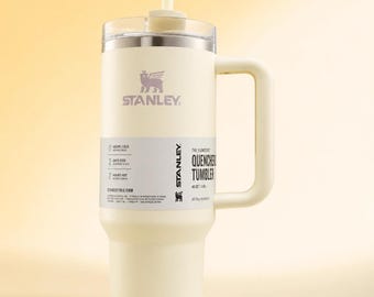 Vaso térmico Stanley de 1,2 litros (40 oz), color amarillo pálido, taza de viaje aislada con asa.