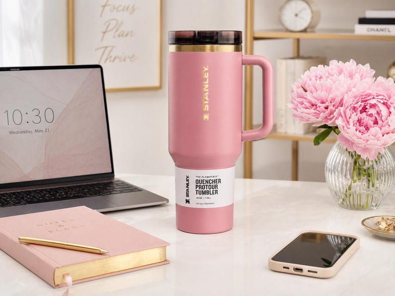 Stanley 40oz Quencher Tumbler, Dusty Pink Gold, FlowState Lid, Travel Mug bild 4