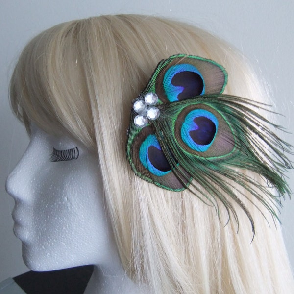 Elegant Peacock Hair Clip Fascinator - Hair Accessory - Peacock Feather Hair Accessories