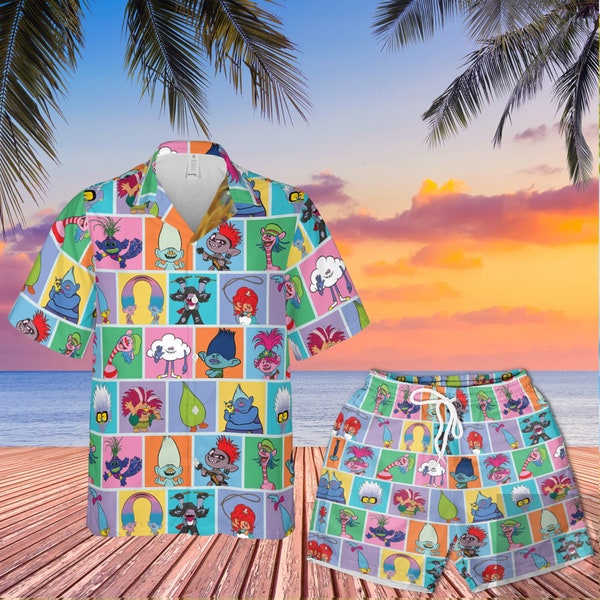 Trolls Verjaardag Hawaiian, Trolls Hawaiian Set, Kids Trolls Movie Gift, Trolls Family Hawaiian