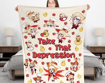 Prendi quella coperta di anatra della depressione, PRENDI QUELLA coperta di DEPRESSIONE, Hazbin Hotel, Lucifero, coperta per fan dell'Hazbin Hotel, Anatra della Depressione