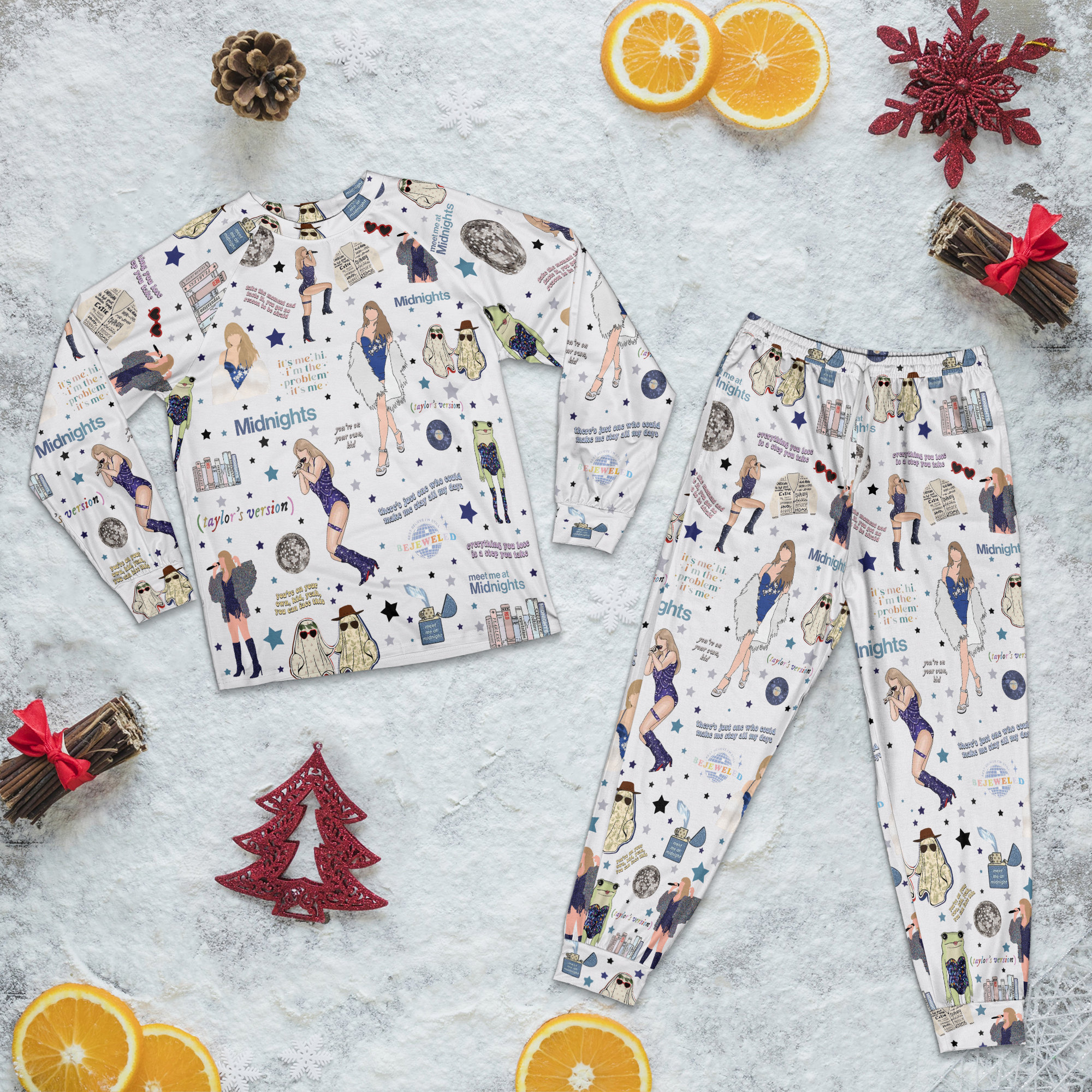 Discover Taylor Version Pajamas Set, Taylor Version White Raglan Pajamas Set, The Eras Tour