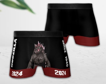 Personalized Godzilla X Kong 2024 Men Boxer Briefs, Custom Godzilla Underwear, Godzilla Boxers, Sci-Fi Fan Gift, Unique Men's Underpant