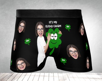 Personalized Boxers, Photo Patrick Day Gift To Him It’s My Lucky Charm Boxer, Briefs Design Funny Anniversary Birthday Gift for Boyfriend