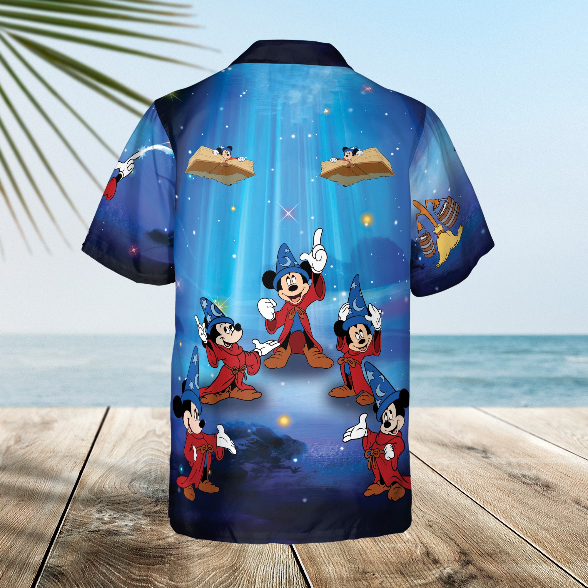 Disney Fantasia Sorcerer Mickey Hawaiian Shirt, Mickey Mouse Wizard Hawaiian Shirt, Disney's Hollywood Studios, Retro Disney Hawaiian Shirt