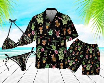 Camicia hawaiana Zelda Majora e Korok, camicia articoli Zelda, camicia hawaiana Zelda, camicia estiva hawaiana Zelda