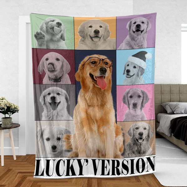 Custom Eras Tour Style Throw Blanket, Dog Cat Picture Bedding Blanket With Text, Customized Name Photo Blanket Collage,Eras Tour Dog Blanket