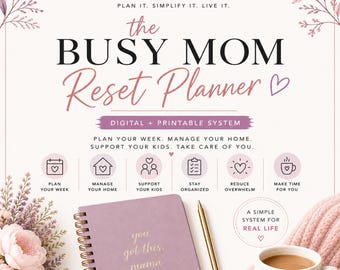 Busy Mom Reset Planner | Digital Printable Home Management System (Goodnotes iPad)