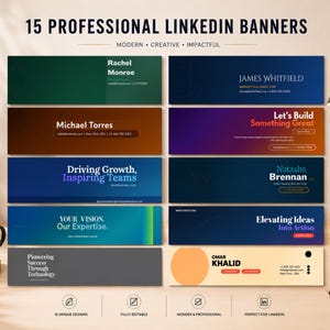 15 Editable LinkedIn Banner Templates Canva | Professional LinkedIn Cover Template | LinkedIn Header Background | Personal Branding