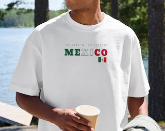 Mexico Streetwear T-shirt, Soccer Fan Gift, Mexico City Coordinates Shirt