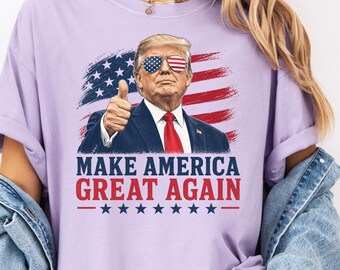 Camiseta Comfort Colors para partidarios de Trump, camiseta con estampado MAGA, regalo para votantes republicanos, prenda patriótica conservadora.