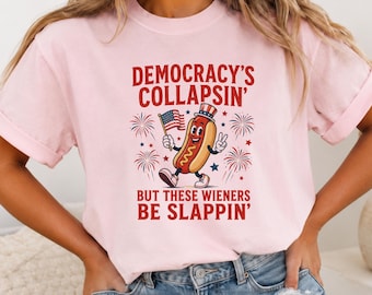 Comfort Colors Funny 4th of July Tee: Vintage Hot Dog Graphic - Comfort Colors