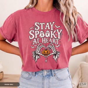 Stay Spooky At Heart Shirt, Comfort Colors Skeleton Hands Tee, Halloween Pumpkin Top, October Season Gift For Her
