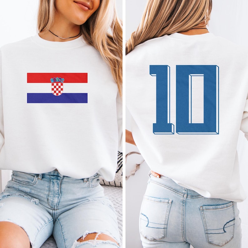 Croatia #10 Soccer 2026 World USA Tribute Design, Jersey Style Football Inspired Graphic Tee, 2-Sided Casual Player Croatian Unisex Tshirt image 1