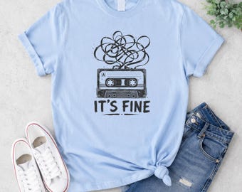 Comfort Colors Cassette Tape Shirt, It's Fine Retro Music Tee