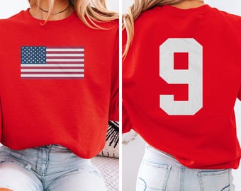 Football Inspired USA #9 Jersey Graphic Tee, American Pride 2-Sided Player Design, Soccer 2026 World USA Unisex T-Shirt