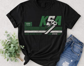 Comfort Colors Saudi Soccer Shirt, KSA Football Fan Apparel, Green National Team Gear