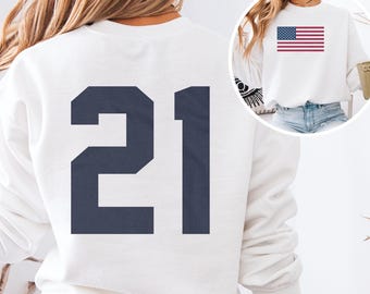 Soccer 2026 World USA #21 Jersey Style Football Tee, 2-Sided American Edition Design, Casual Player Inspired Graphic Unisex T-Shirt