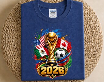 2026 Host Nations Tee, Gold Trophy Soccer Shirt, International Fan Outfit