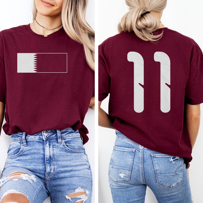 Camiseta de fútbol Qatar #11 con estampado a doble cara, diseño estilo camiseta de homenaje al fútbol, camiseta unisex informal inspirada en el Mundial de EE. UU. 2026. imagen 3