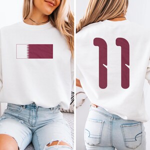 Camiseta de fútbol Qatar #11 con estampado a doble cara, diseño estilo camiseta de homenaje al fútbol, camiseta unisex informal inspirada en el Mundial de EE. UU. 2026. imagen 11