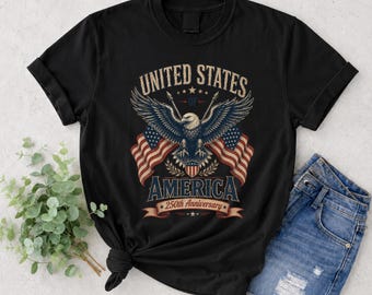 Comfort Colors America 250 Tee, Patriotic Eagle Shirt, July 4 USA Anniversary Top