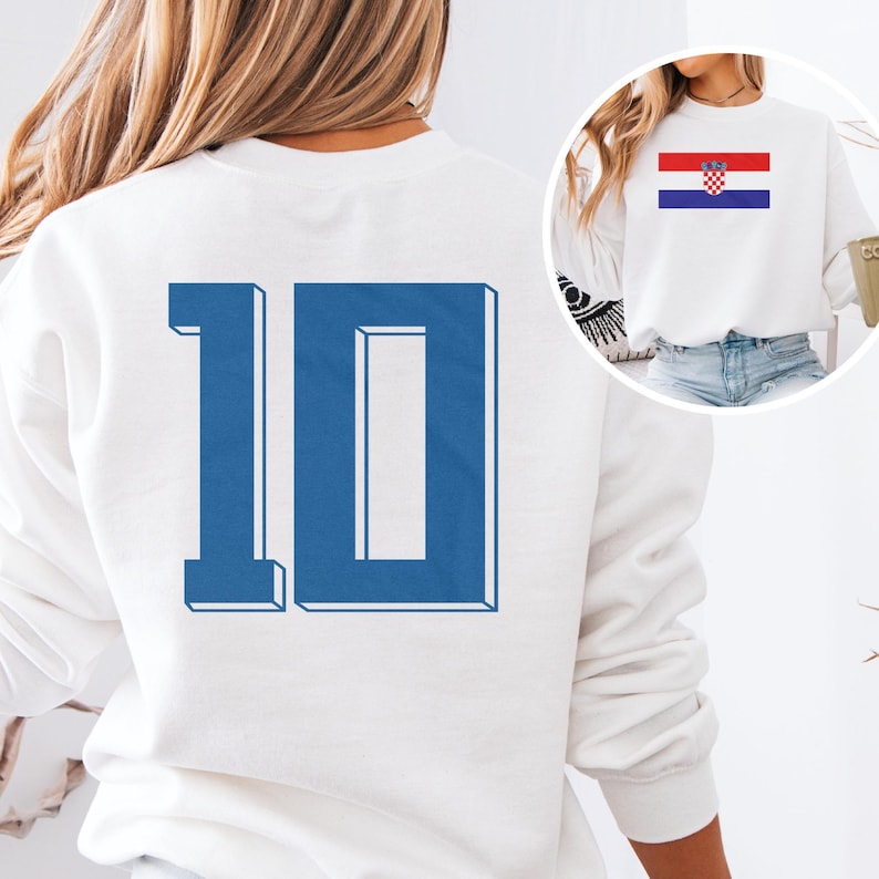 Croatia #10 Soccer 2026 World USA Tribute Design, Jersey Style Football Inspired Graphic Tee, 2-Sided Casual Player Croatian Unisex Tshirt image 2