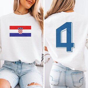 Soccer 2026 World USA #4 Croatia Jersey Style Football Inspired Graphic Tee, 2-Sided Casual Player Croatian Tribute Design Unisex Tshirt image 9
