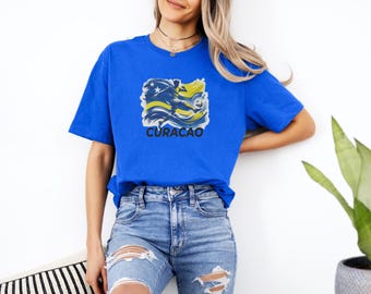 Caribbean Island Soccer Fan Graphic Tee, Curaçao Football Player Gift, Travel Souvenir Unisex T-Shirt