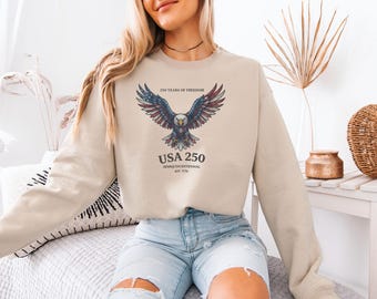 USA 250 Patriotic Bald Eagle Flag Design, 250 Years of Freedom Graphic Tee, 4th of July Semiquincentennial Vibes Unisex T-Shirt