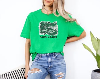 World Tournament Supporter Gift, Saudi Arabia Soccer Shirt Football Fan, Patriotic Sports Jersey Style Player Graphic Tee Unisex T-Shirt