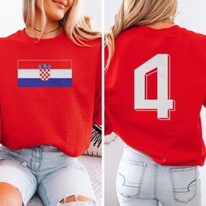 Soccer 2026 World USA #4 Croatia Jersey Style Football Inspired Graphic Tee, 2-Sided Casual Player Croatian Tribute Design Unisex Tshirt image 6