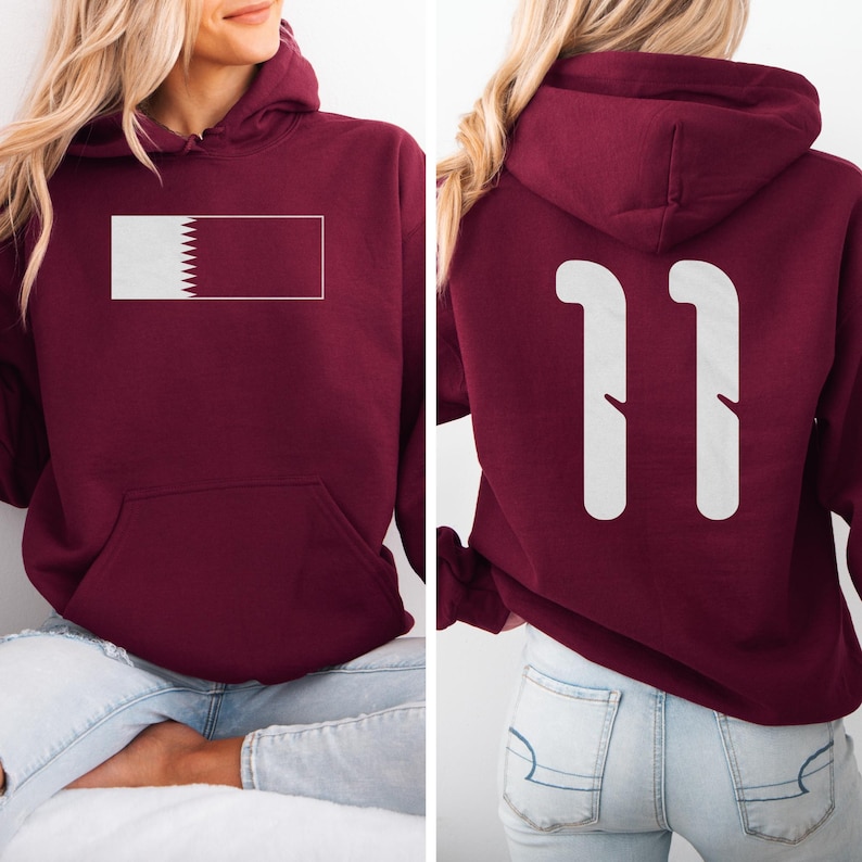 Camiseta de fútbol Qatar #11 con estampado a doble cara, diseño estilo camiseta de homenaje al fútbol, camiseta unisex informal inspirada en el Mundial de EE. UU. 2026. imagen 1