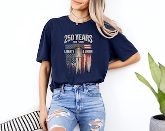 250 Years Liberty & Union Graphic Tee, Patriotic Celebration Historic Independence Anniversary American Heritage Inspired Unisex T-Shirt