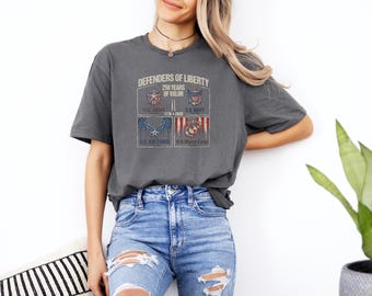 National Pride Military Legacy Design, USA Freedom Independence Culture Style, Defenders Of Liberty Graphic Tee, Casual Gift Unisex T-Shirt