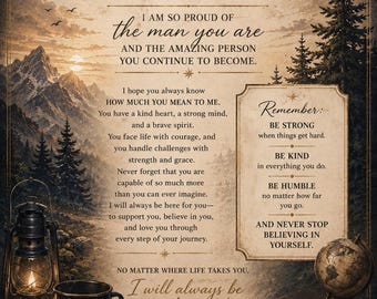Inspirational Son Card, Masculine Vintage Adventure Design, Heartfelt Message (Instant Download)