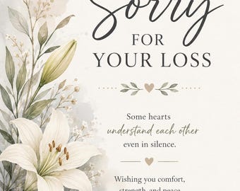 Watercolor Lily Sympathy Card, Bereavement Condolence Greeting (Digital Download)